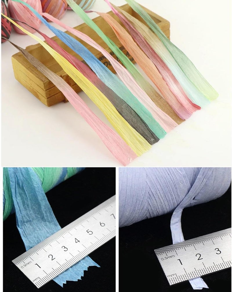 ALLWSLucky 393 Feet Raffia Paper Ribbon, Colored Packing Paper String Craft Raffia Ribbon for Gift Wrapping and DIY Decoration (Blue) - Image 5